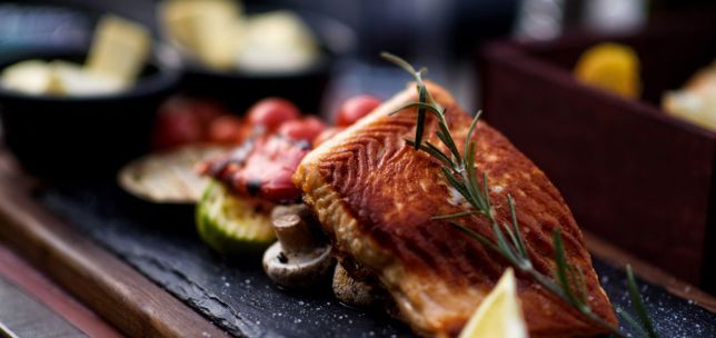 A steak with some vegetables